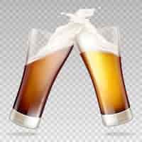 Бесплатное векторное изображение Темное пиво в прозрачных бокалах