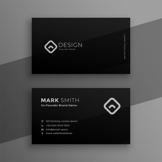 Free vector dark black elegant business card template design