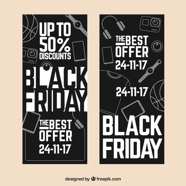 Dark black friday banners