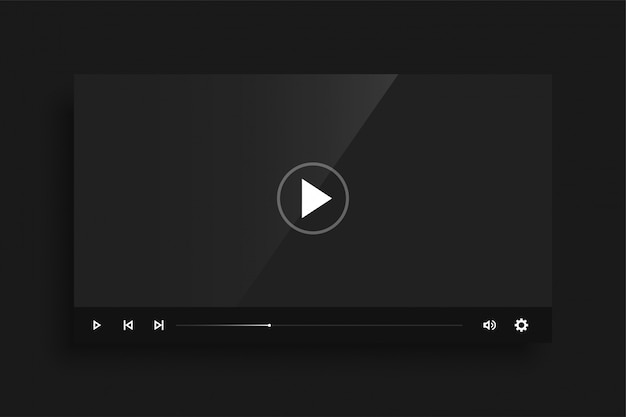 Free vector dark black video player template skin design