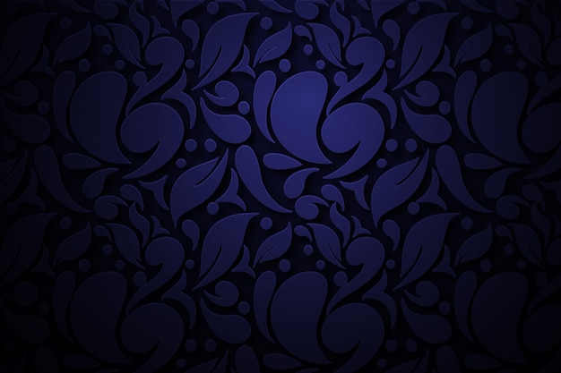 Dark blue abstract ornamental flowers background