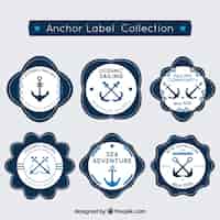 Free vector dark blue anchor label collection