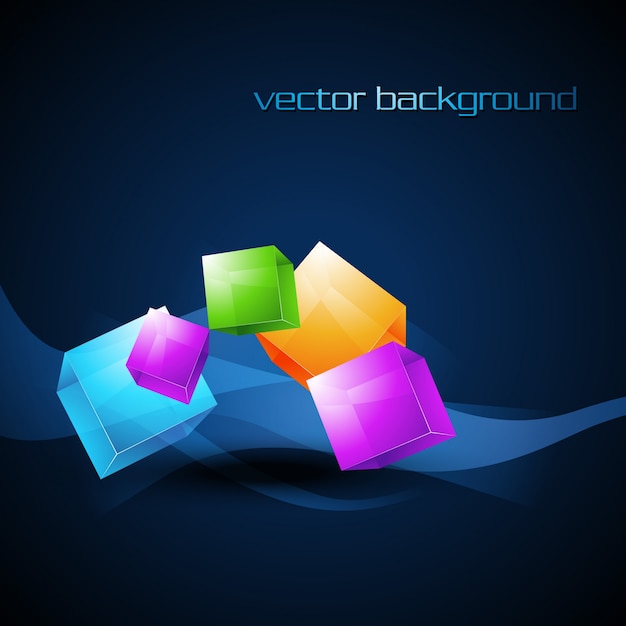 Dark blue background design with colorful cubes