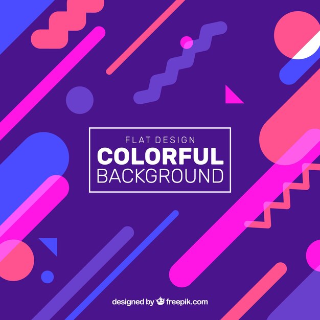 Dark blue background with colored forms