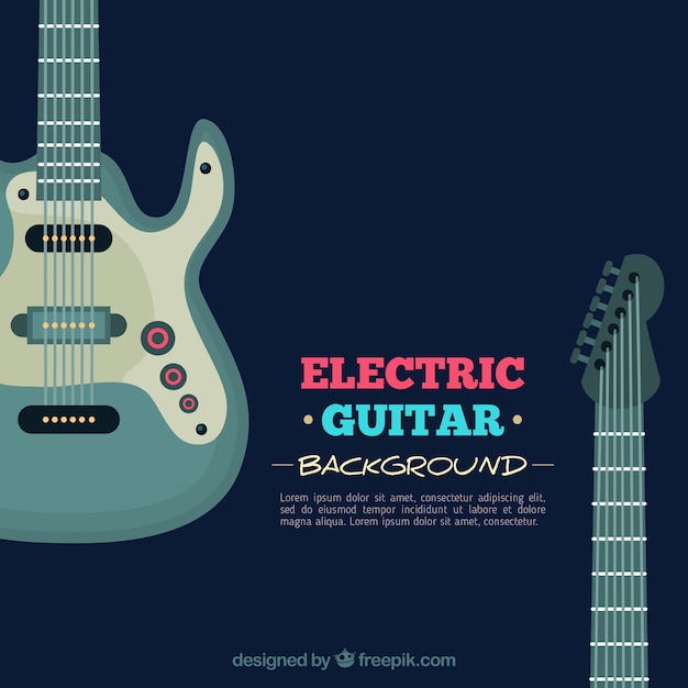 Dark blue background with electric guitar