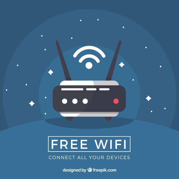 Dark blue background with router in flat design