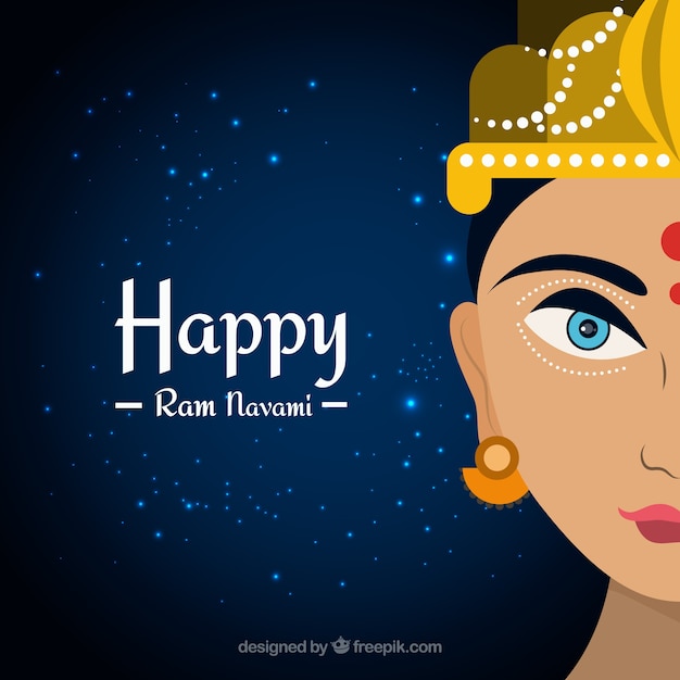 Dark blue background with shiny shapes for ram navami celebration