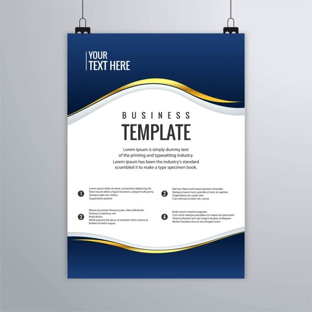 Free vector dark blue brochure with gold lines