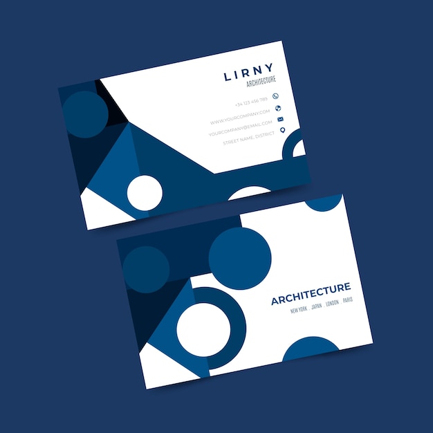 Free vector dark blue circles abstract business card template