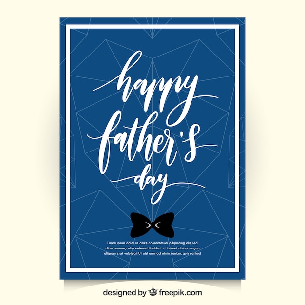Free vector dark blue father's day card with geometric hearts