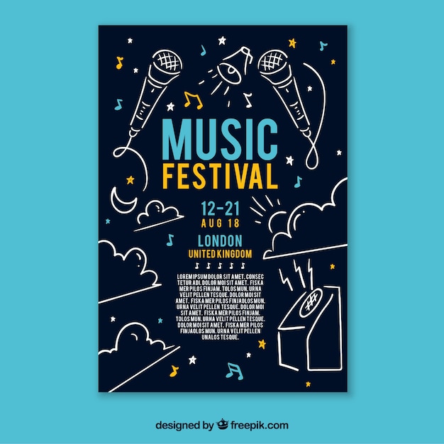 Free vector dark blue flyer concept for music party