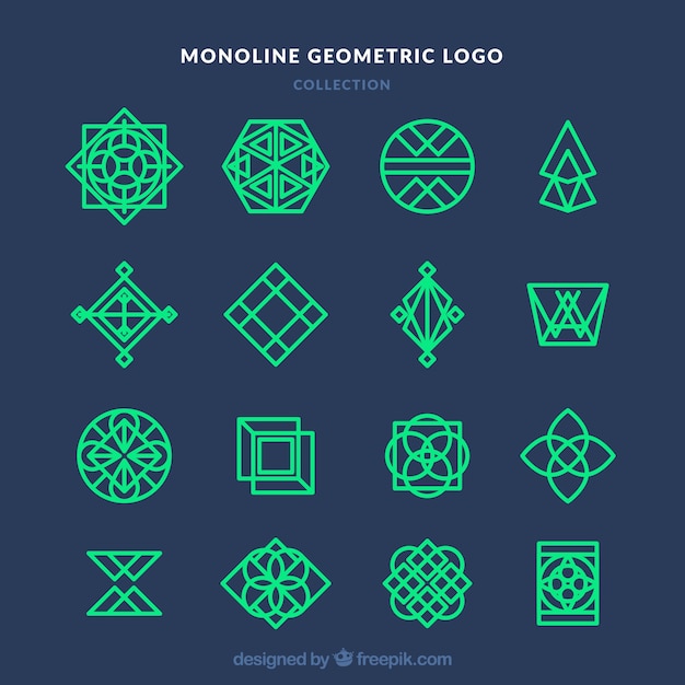 Dark blue monoline logo collection