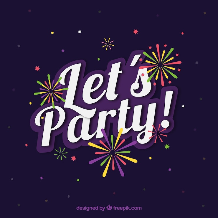 Free Vector dark blue party background with colored fireworks