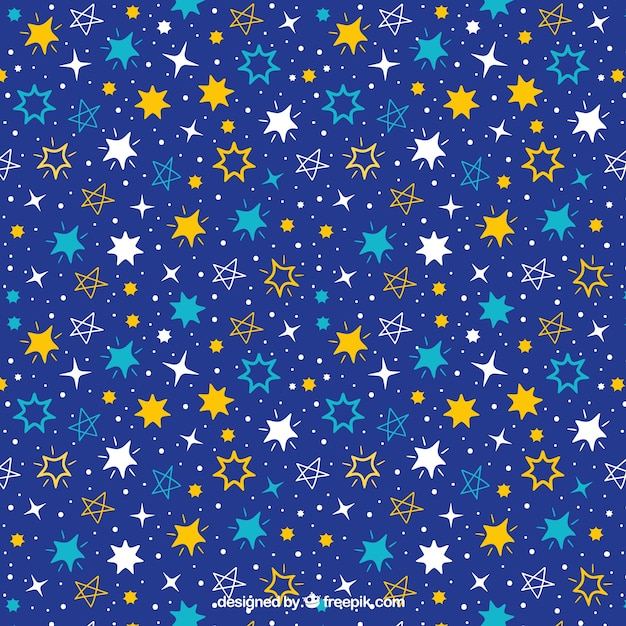 Темно-синий фон с различными рисованной звезд