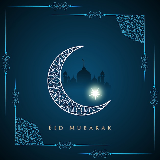 Dark blue religious eid mubarak design