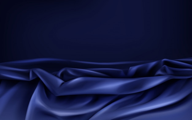Dark blue satin fabric