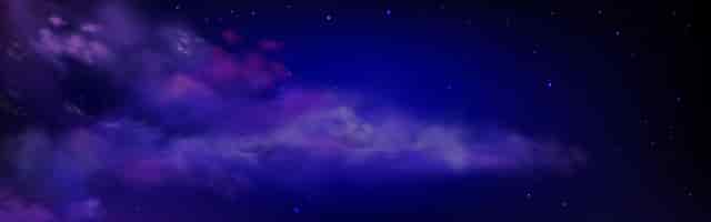 Free vector dark blue sky with stars and clouds at night