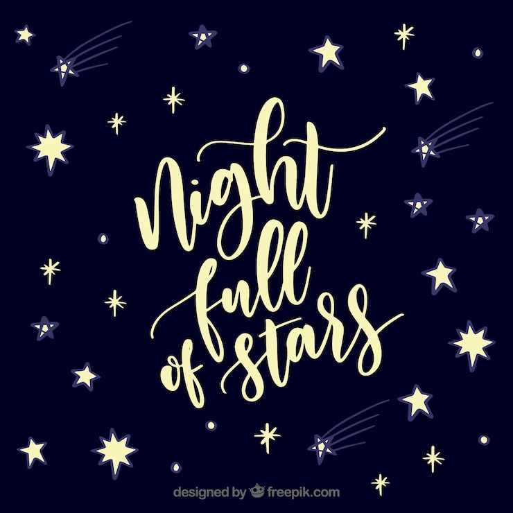 Free Vector dark blue star background with lettering