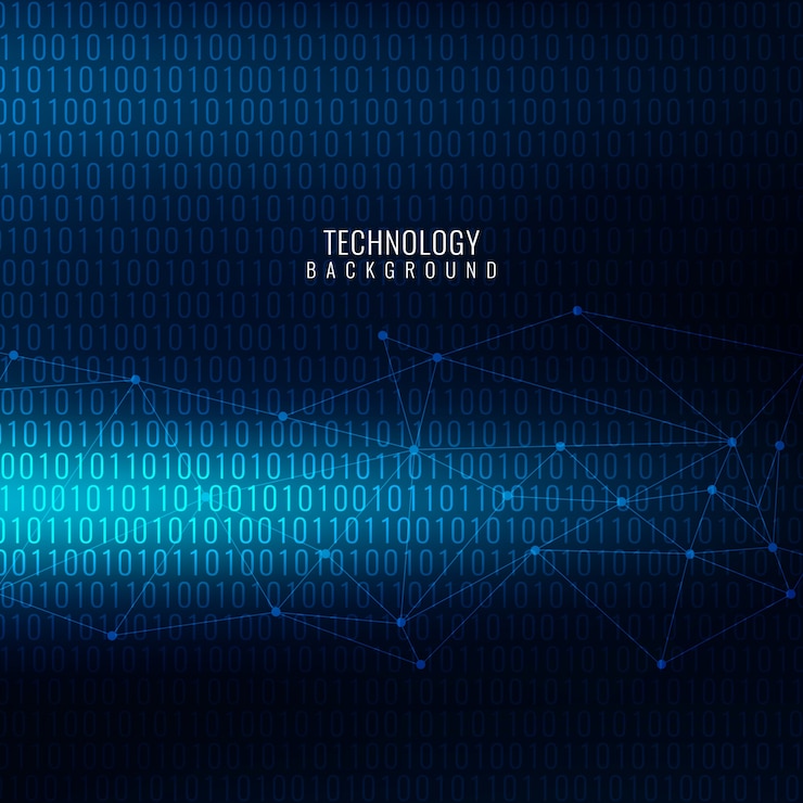 Free Vector dark blue technological background with binary numbers