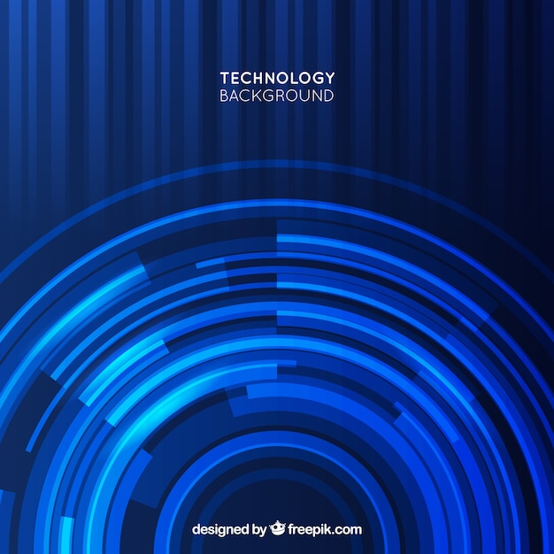 Dark blue technology background with circular forms