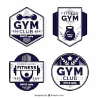 Free vector dark blue and white fitness badge pack