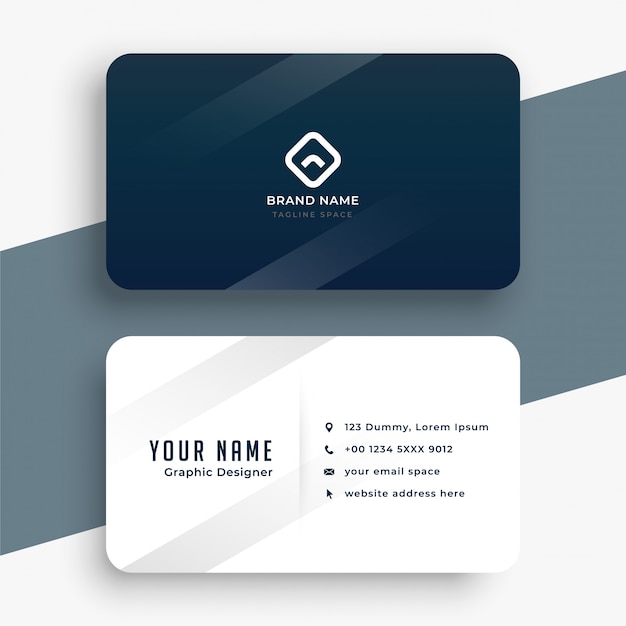 Dark blue and white simple business card design