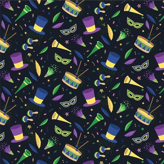 Vettore gratuito dark carnevale brasiliano pattern