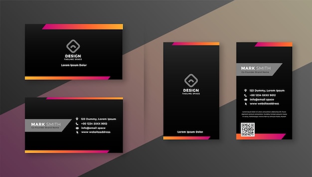 Dark business card design with colorful shape