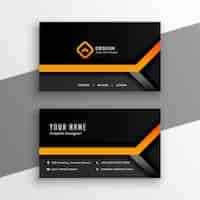 Free vector dark business card template with orange yellow geometric lines