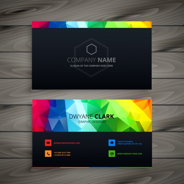 Free vector dark business card with abstract shapes