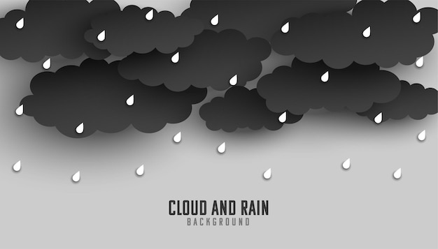 Бесплатное векторное изображение Темное облако и дождь падают фон