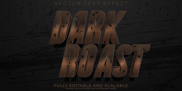 Free vector dark coffee text effect editable roast and cafe text style