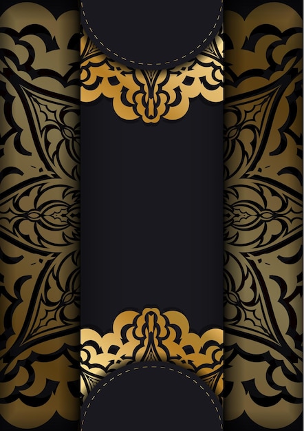 Брошюра темного цвета с золотым абстрактным узором Premium векторы