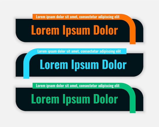 Dark color lower third flat style banner design