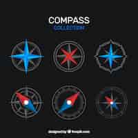 Free vector dark compass collection