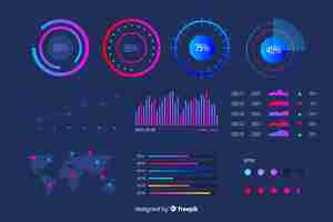 Бесплатное векторное изображение Темный шаблон панели приборов