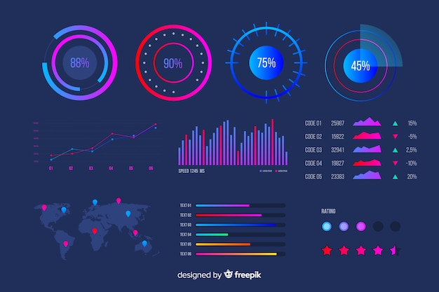 Dark dashboard elements template 