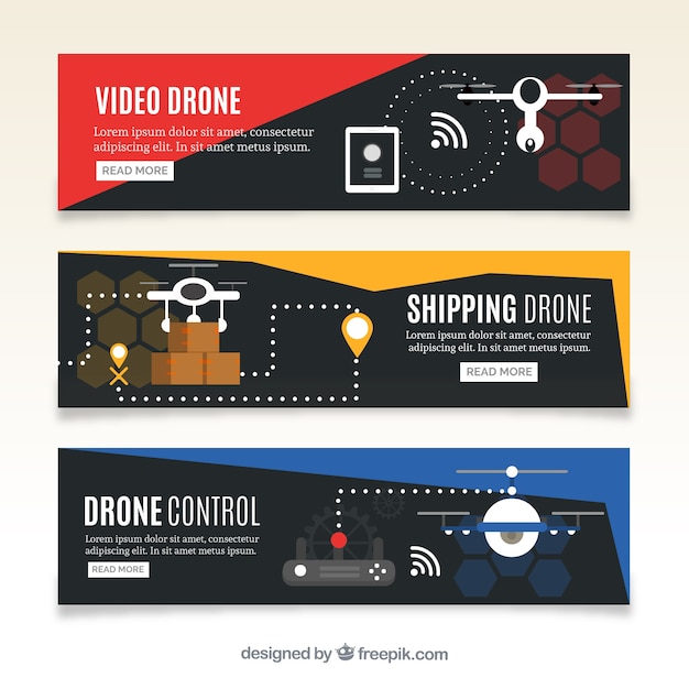 Free vector dark delivery drone banners