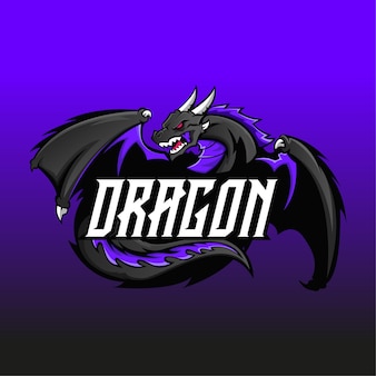 Dark dragon esport mascot logo