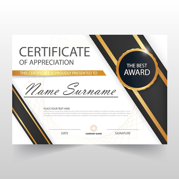 Dark elegant horizontal certificate design