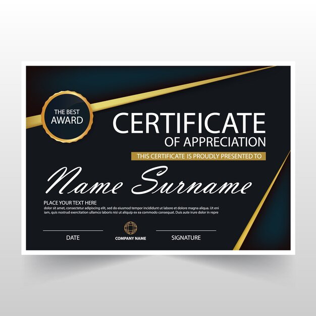 Dark elegant horizontal certificate