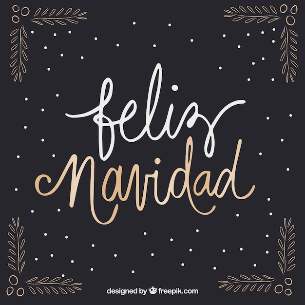 Dark feliz navidad lettering background