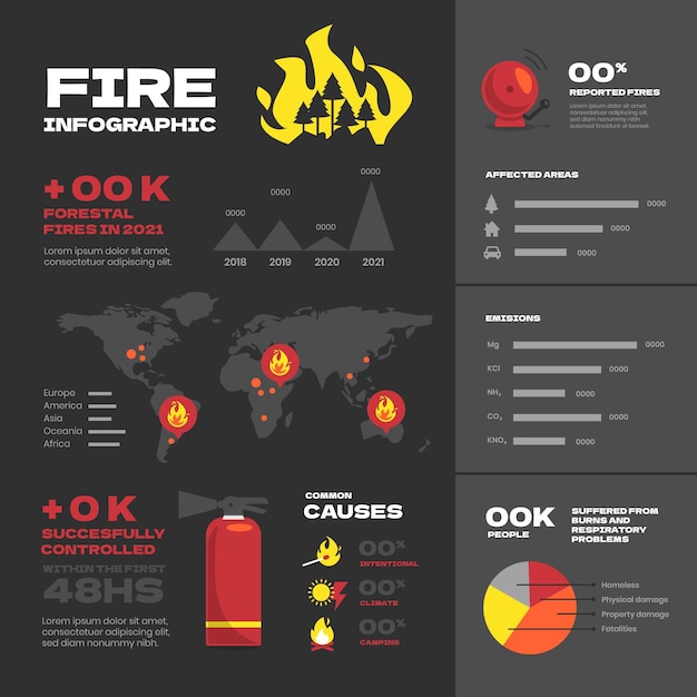 Free vector dark fire infographic template