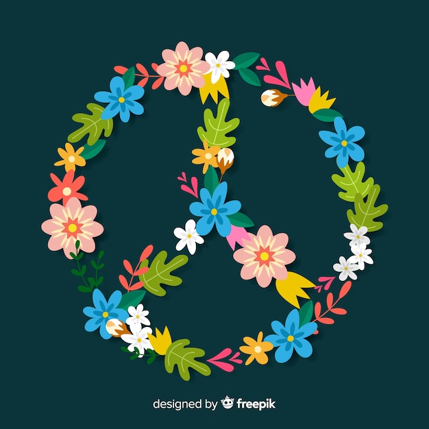 Free vector dark floral peace sign background