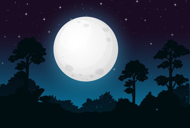 Free vector a dark full moon night