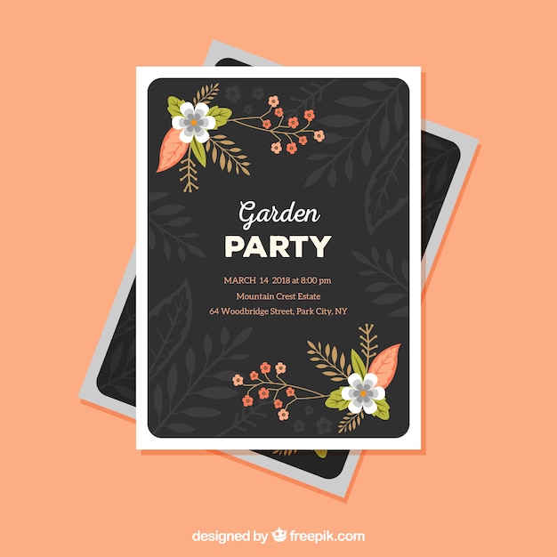 Free vector dark garden party invitation template