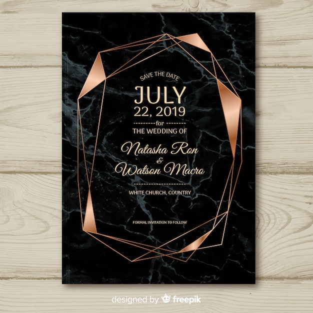 Dark geometric wedding invitation template