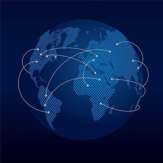 Free vector dark globe with connection lines