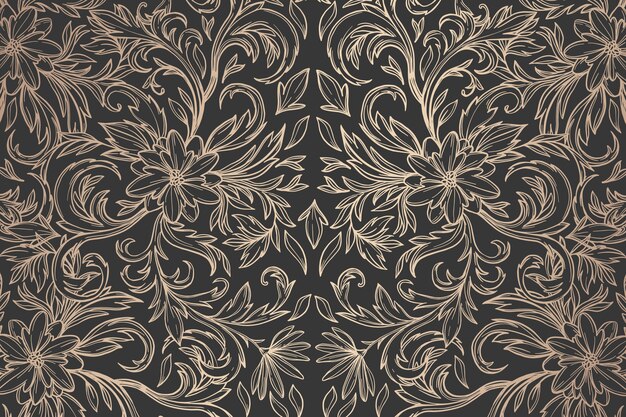 Dark golden ornamental floral background