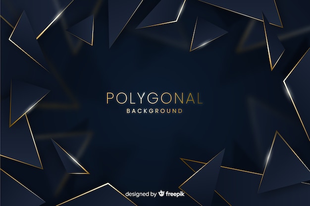 Dark and golden polygonal background